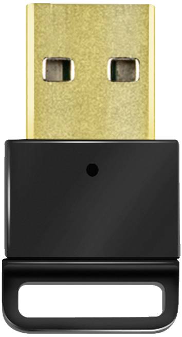 USB-Stecker mit goldener Kontaktfläche und schwarzem Kunststoffgehäuse, geeignet für drahtlose Verbindungen.