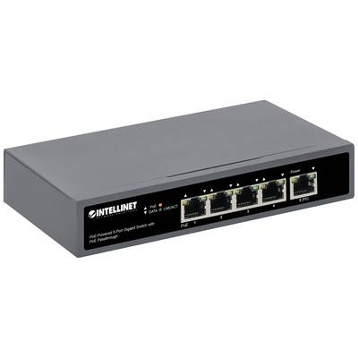 Intellinet PoE-Powered 5-Port Gigabit Netzwerk Switch RJ45 10 / 100 / 1000 MBit/s IEEE 802.3af (12.95 W), IEEE 802.3at (