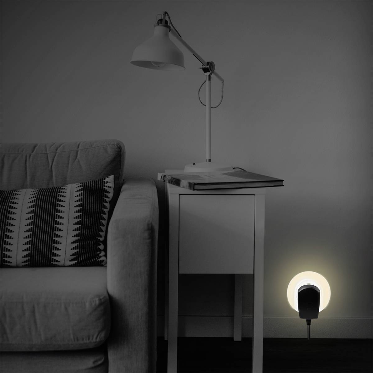 LED night light socket, twilight sensor, 1x CEE 7/3 Baumarkt & Garten Beleuchtung Außen- &-6
