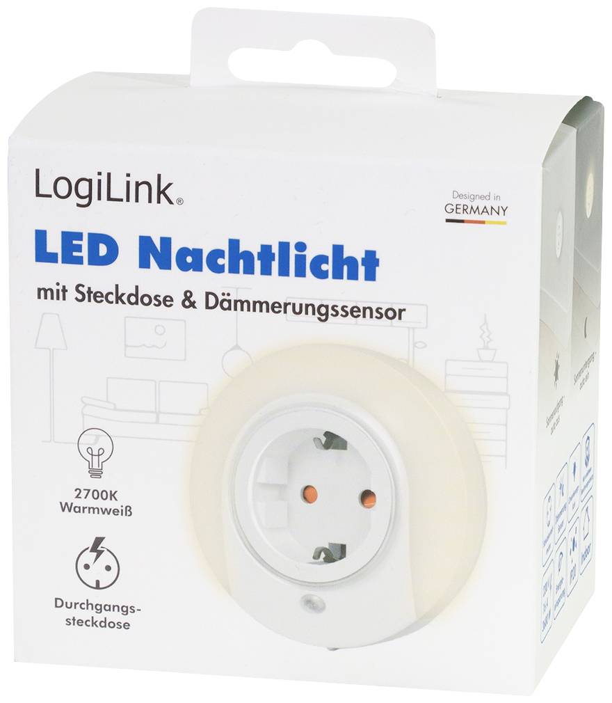 LED night light socket, twilight sensor, 1x CEE 7/3 Baumarkt & Garten Beleuchtung Außen- &-7