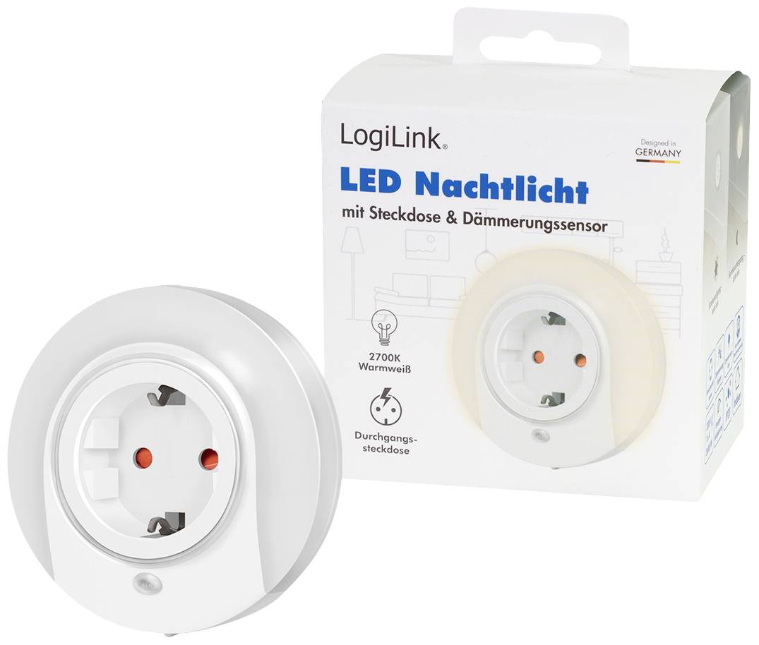 LED night light socket, twilight sensor, 1x CEE 7/3 Baumarkt & Garten Beleuchtung Außen- &-8