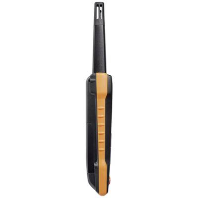 Handgerät in Schwarz und Orange, möglicherweise ein Messinstrument oder Scanner, mit einem langen Sensor an der Oberseite.