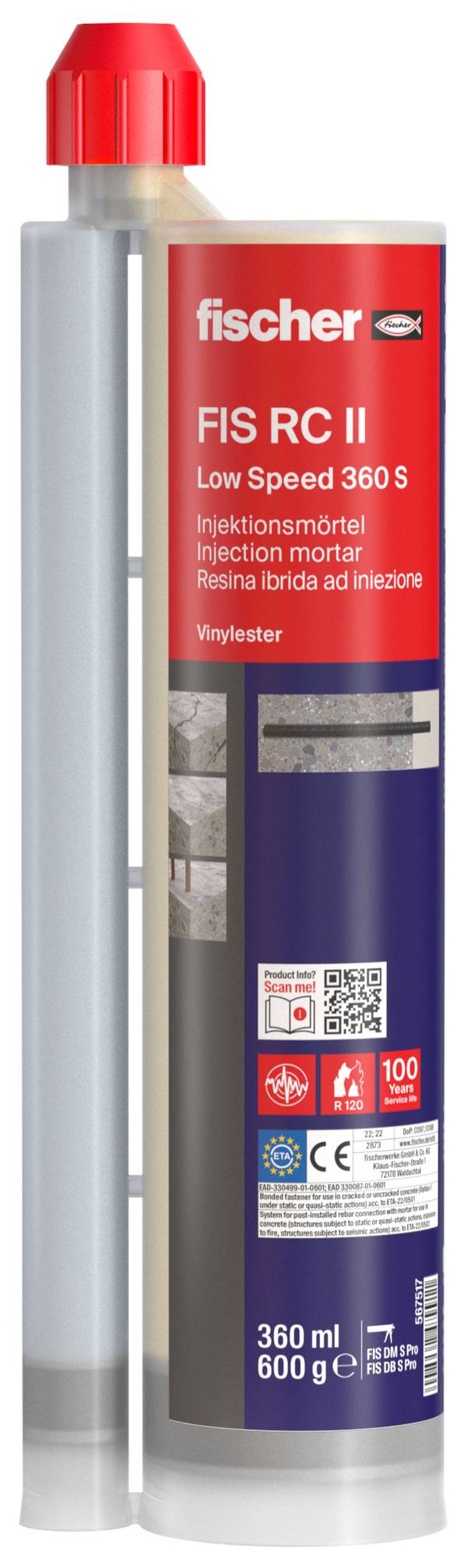 Fischer Injektionsmörtel FIS RC II 360 S 567517 360 ml