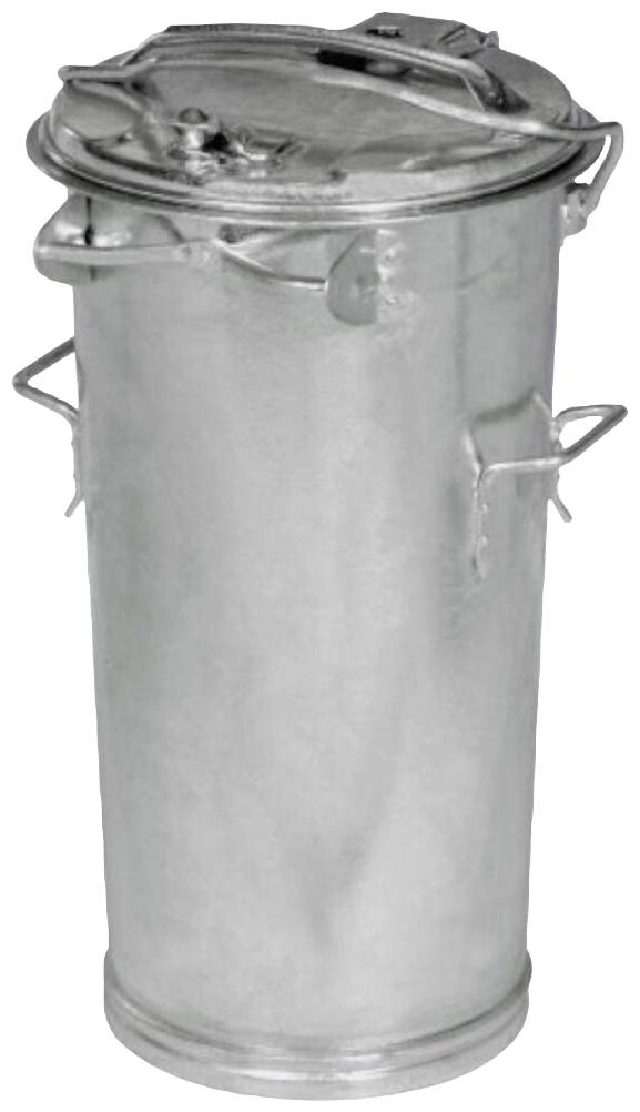 Mülleimer mit Verschlussbügel, Scharnierdeckel, Vol. 50 l, Durchm.xH 387x700 mm, feuerverzinkt