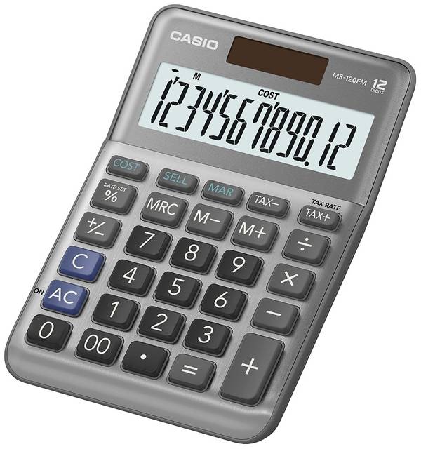 Casio MS-120FM  Tischrechner Grau Display (Stellen): 12 batteriebetrieben, solarbetrieben (L x B x H) 149 x 101 x 148.5 mm