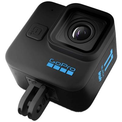 Eine kompakte Action-Kamera mit der Aufschrift 'GoPro' und Montageschlaufe, geeignet für Outdoor-Abenteuer und Sportaufnahmen.