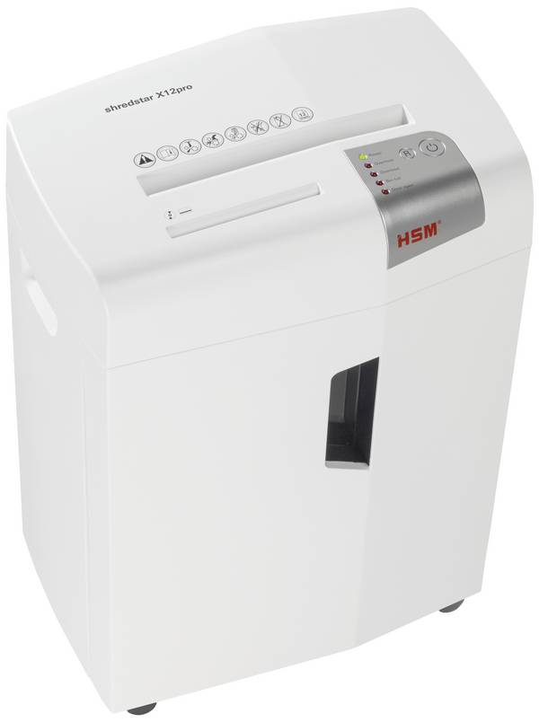 HSM shredstar X12pro Aktenvernichter 12 Blatt CD-Vernichtung, Partikelschnitt 2 x 15 mm P-5 26 l Vernichtet auch Büroklammern, CDs, DVDs, Heftklammern, Kreditkarte