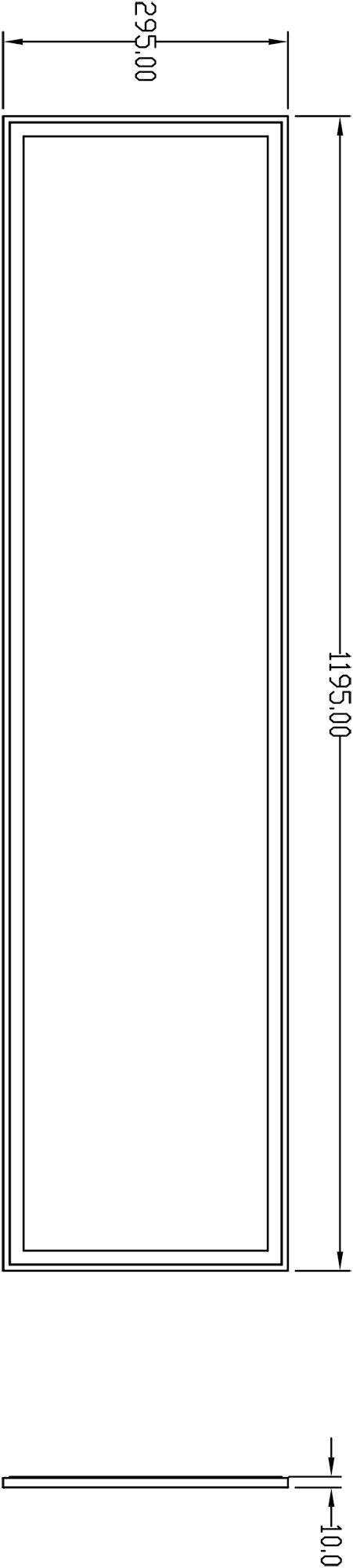 Technische Zeichnung eines länglichen Rahmens mit Maßen: Höhe 1000, Breite 350 und Tiefe 40. Ideal für Konstruktion oder Architektur.