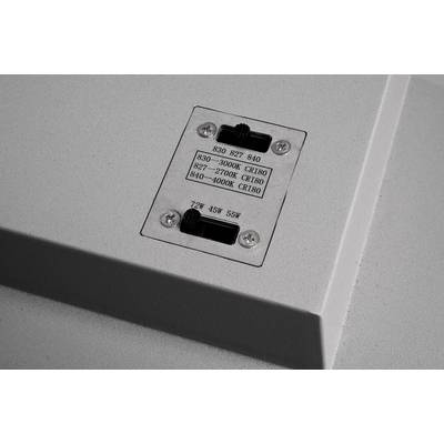 Schalterplatte auf einem Gerät mit Auswahlmöglichkeiten für verschiedene Farbtemperaturen (3000K, 2700K, 4000K) und Leistungsstärken (72W, 45W, 55W).