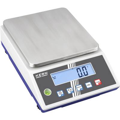 Digitale Küchenwaage mit silberner Wiegefläche und blauem Display, das '0.0' anzeigt. Bedientasten sind unterhalb des Displays.