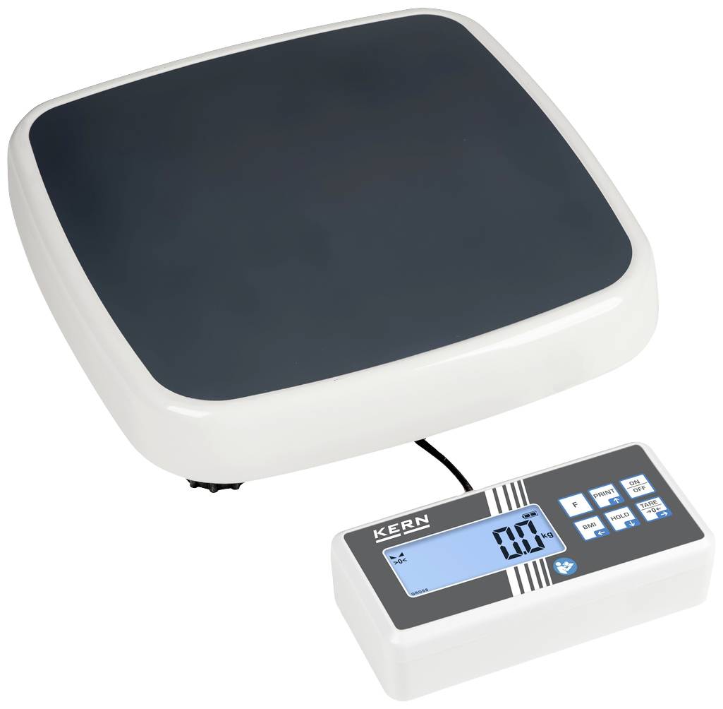 Elektronische Waage mit rechteckiger Plattform und digitalem Display, zeigt '0,0' an.