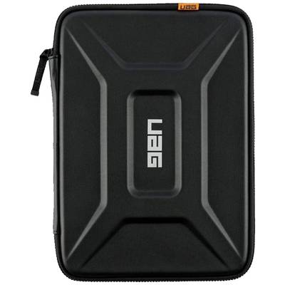 Schwarzes, robustes UAG-Etui für Tablets, mit markantem geometrischem Design und Reißverschluss an der Seite.