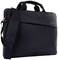 Schwarze Laptoptasche mit Tragegriff und Schultergurt. Schlichtes Design, geeignet für den Transport von Elektronikgeräten und Zubehör.