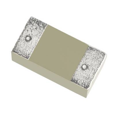 Ein SMD-Chip-Widerstand in rechteckiger Form mit metallischen Anschlüssen an den kurzen Seiten, typisch für elektronische Schaltungen.