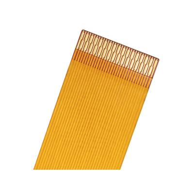 Flachbandkabel in Orange mit goldenen Leitungen an einem Ende.