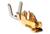 Goldener und silberner Metallclip, vermutlich ein Büroklammerhalter, auf weißem Hintergrund.