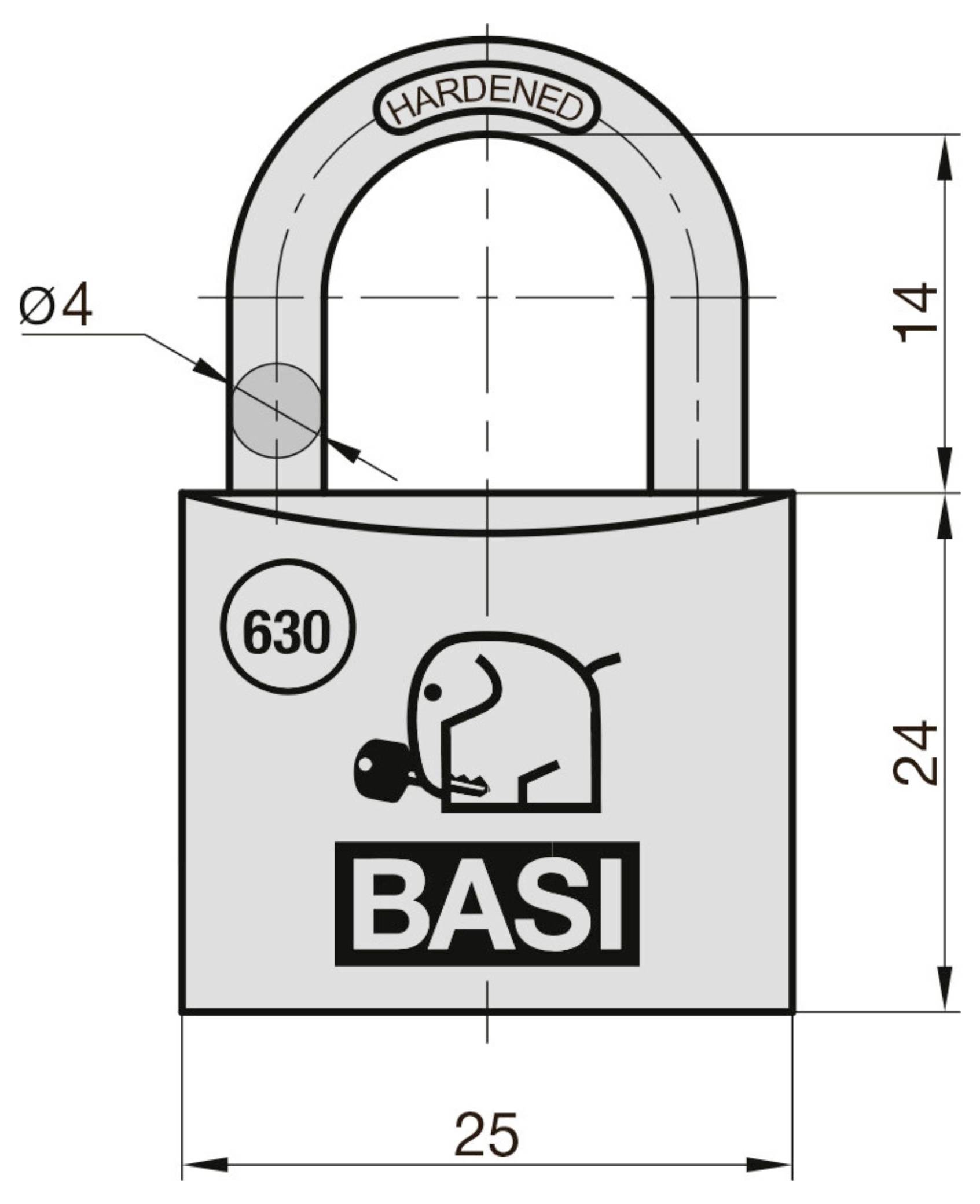 Basi 6300-2501-2503 Vorhängeschloss 25 mm gleichschließend Schlüsselschloss-2