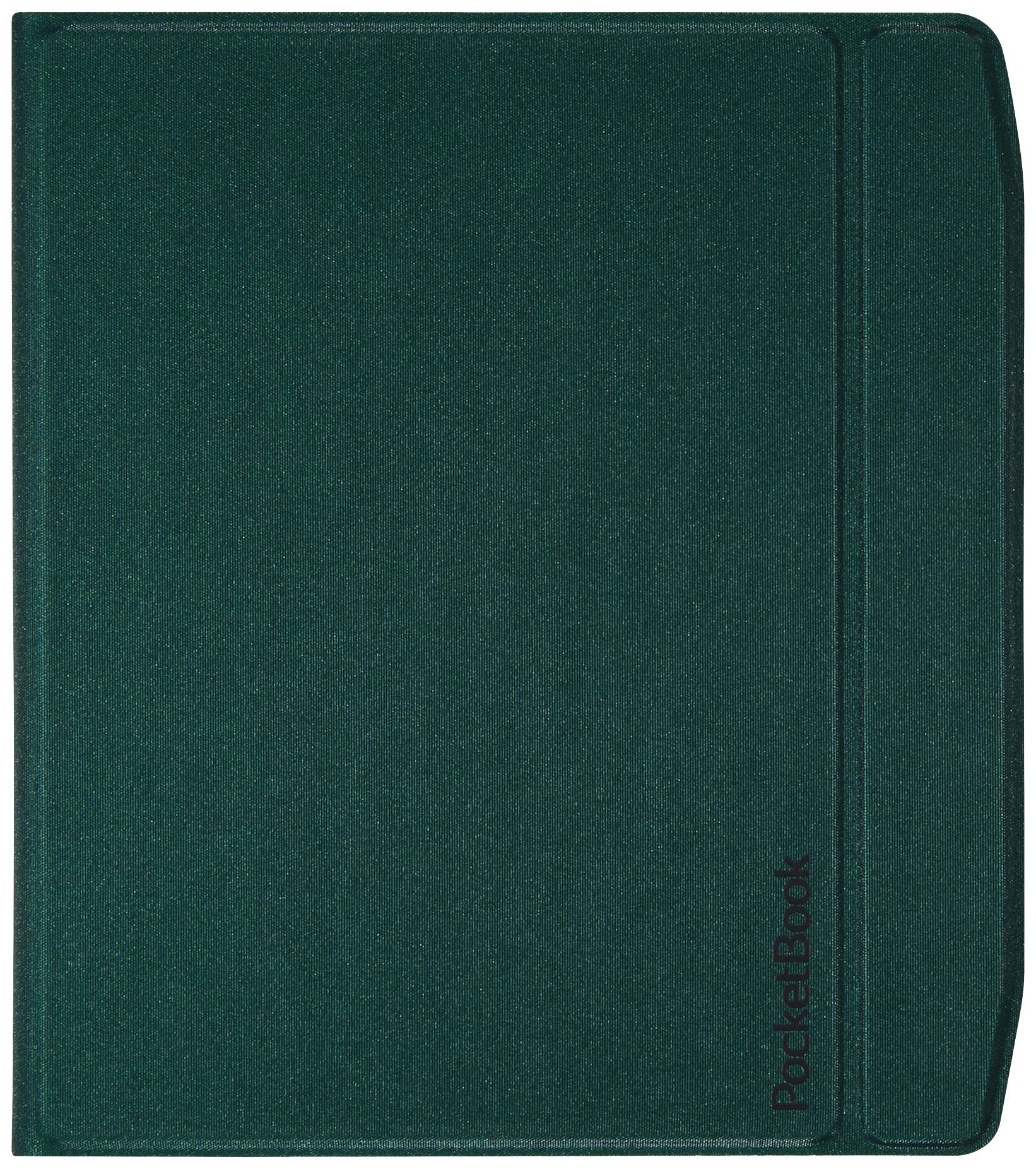 Grüne Schutzhülle für einen PocketBook E-Reader, geschlossen, mit minimalistischem Design.