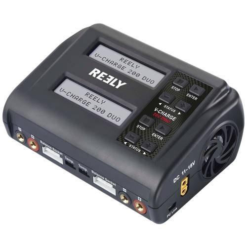 Reely V-Charge 200 Duo Modellbau-Ladegerät 10 A LiIon, LiPo, LiFePO, LiHV, NiCd, NiMH, Blei-Säure Entladefunktion, Tempe...