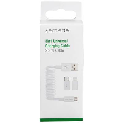 4Smarts USB-Kabel  USB-A Stecker, USB-C® Stecker, Apple Lightning Stecker 0.80 m   952005