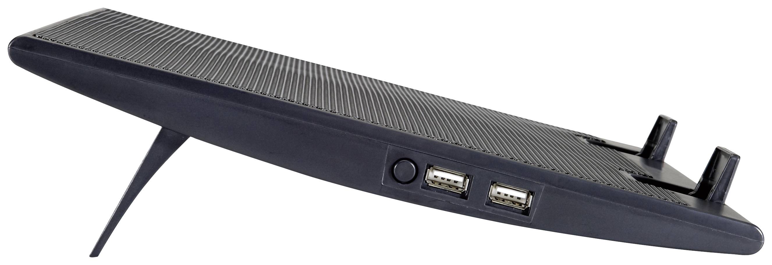 Ein schräg fotografierter WLAN-Router in Schwarz mit zwei Antennen und zwei USB-Anschlüssen an der Seite.