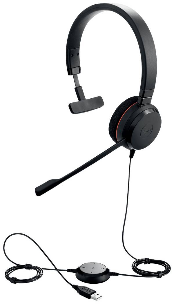 Jabra Evolve 20 On Ear Headset kabelgebunden Mono Schwarz Mikrofon-Rauschunterdrückung Headset, Lautstärkeregelung Computer