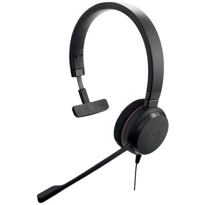 Schwarzes Headset mit Mikrofon und Ohrpolstern, geeignet für Anrufe und Online-Meetings.