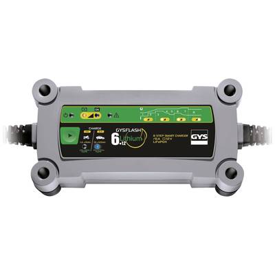 Autobatterie-Ladegerät mit Anzeigeleuchten und Schaltknöpfen, GYSFLASH 6.12 Lithium, für 12V Batterien.