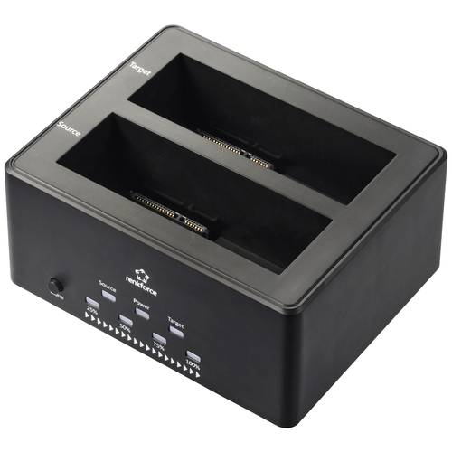 Renkforce RF-5576398 USB-A (USB 3.2 Gen 1) SATA 2 Port Festplatten-Dockingstation 2.5 Zoll, 3.5 Zoll mit Clone-Funktion,...