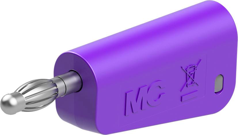 Stäubli LQ-4N-30 Einzelstecker komplett violett 4 mm stapelbar vernickelt Lötanschluss