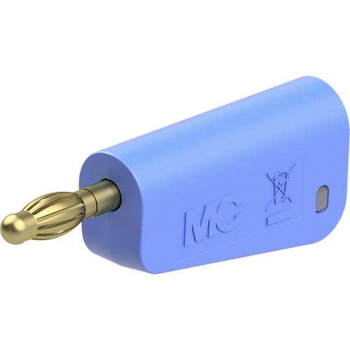 Stäubli LQ-4A-30 Einzelstecker komplett blau 4 mm stapelbar vergoldet Lötanschluss