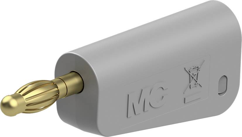 Stäubli LQ-4A-39 Einzelstecker komplett grau 4 mm stapelbar vergoldet Lötanschluss