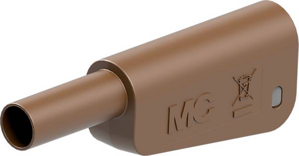 Stäubli SLQ-4A-46 Sicherheits-Einzelstecker komplett braun 4 mm stapelbar vergoldet Lötanschluss