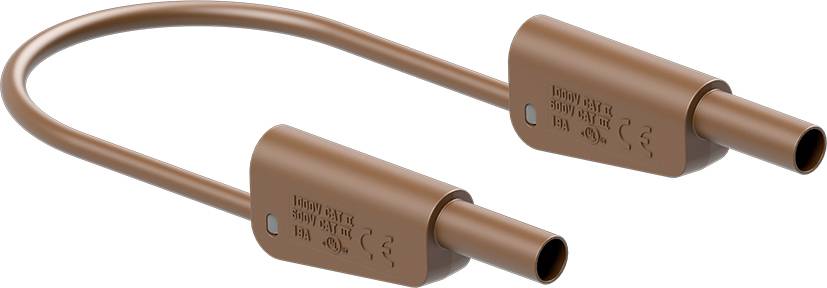 Braunes Elektrokabel mit zwei Steckverbindern an beiden Enden. Lies den Text auf dem Kabel deutlich: 'Sommer Cable H07RN-F 2x1,5' und CE-Kennzeichnung.