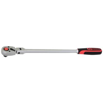 Silberne Knarre mit rotem und schwarzem Griff, geeignet für Automechanik oder Reparaturen. Ideal für präzises Schrauben.