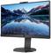 Ein Philips-Monitor zeigt ein Bild von Bergen, die sich in einem klaren See spiegeln, unter einem blauen Himmel mit Wolken.
