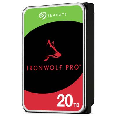 Externe Festplatte von Seagate, Modell 'IronWolf Pro' mit 20 TB Kapazität. Geeignet für große Speichermengen und robuste Anwendungen.