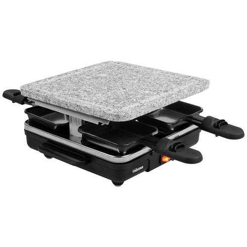 Tristar RA-2745 Raclette Antihaftbeschichtung, Kontrollleuchte, 4 Pfännchen, mit Grillstein Schwarz, Grau