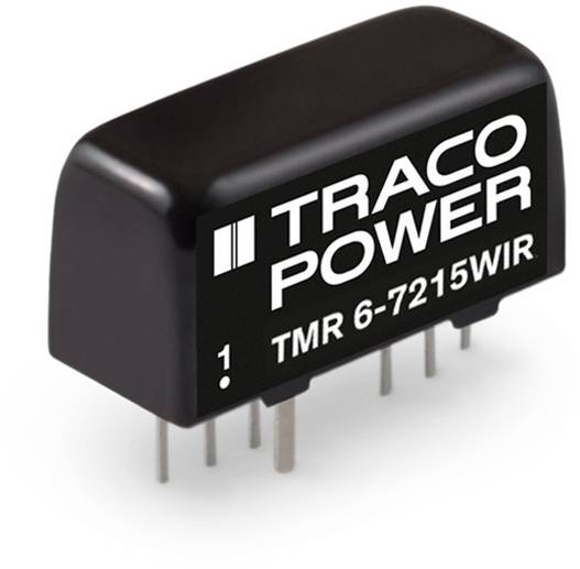 Kompakter Stromwandler von Traco Power, Modell TMR 6-7215WIR, mit sechs Pins für elektronische Anwendungen.