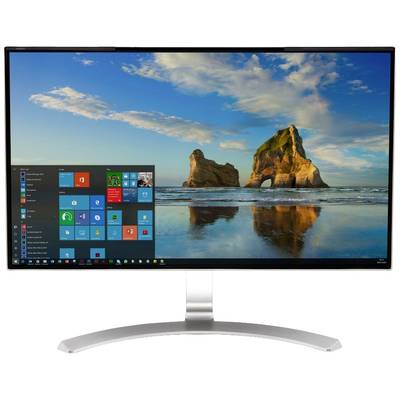 Ein Computerbildschirm zeigt den Desktop von Windows mit geöffnetem Startmenü und einer Strandlandschaft als Hintergrundbild.