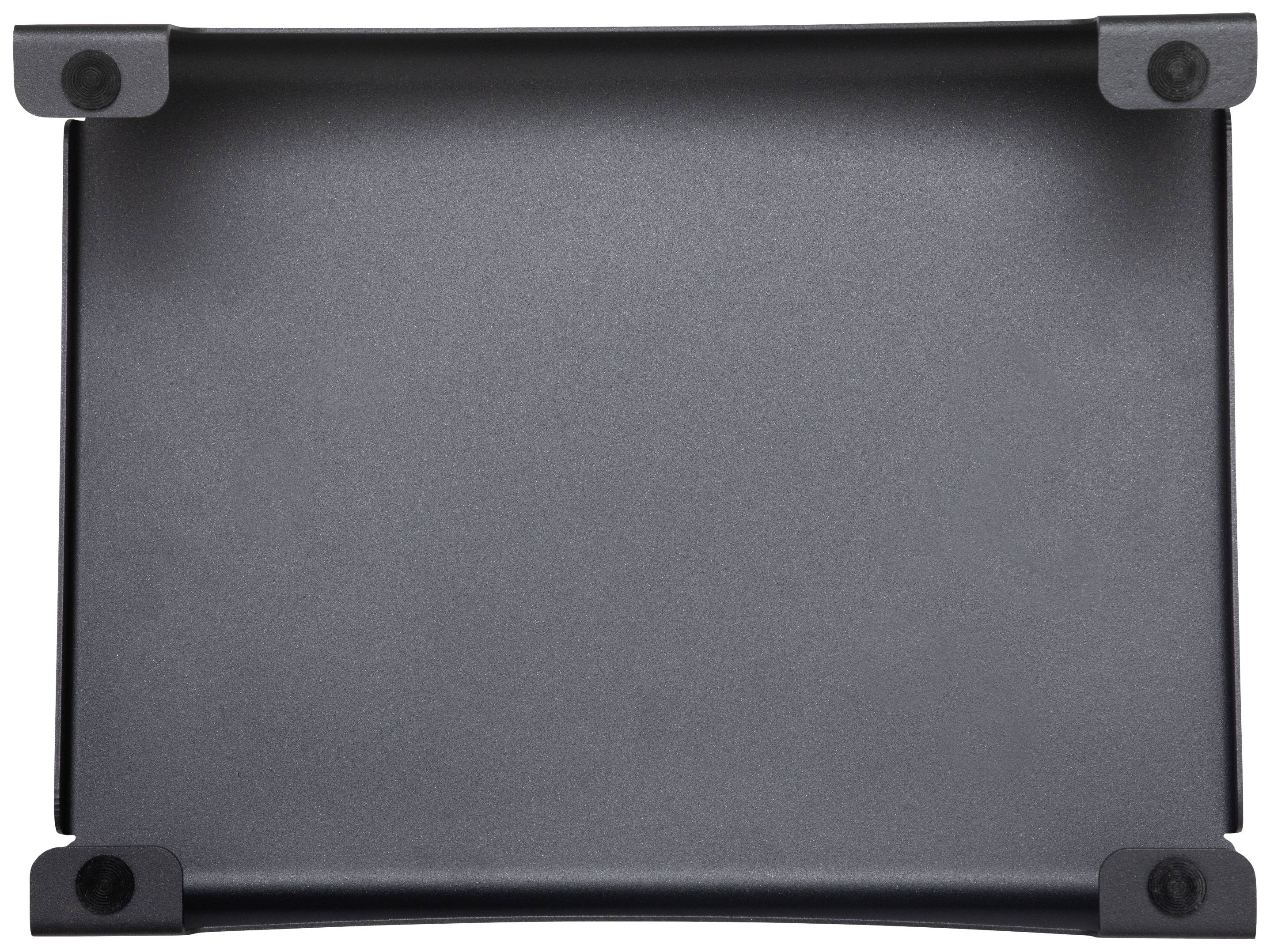 Rechteckige, schwarze rutschfeste Unterlage mit aufgekanteten Rändern und abgerundeten Ecken.