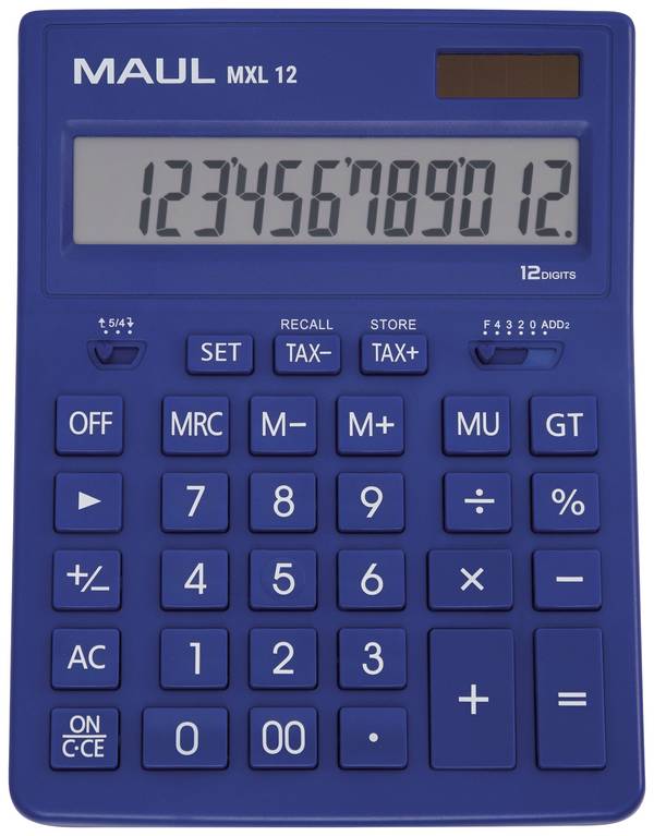 Maul MXL 12  Tischrechner Hellblau Display (Stellen): 12 batteriebetrieben, solarbetrieben (B x H x T) 155 x 205 x 35 mm