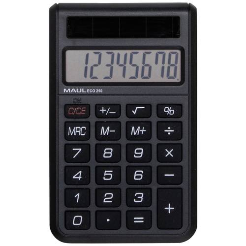 Thumbnail - Maul ECO 250 Taschenrechner Schwarz Display (Stellen): 8 solarbetrieben (B x H x T) 60 x 98 x 12 mm