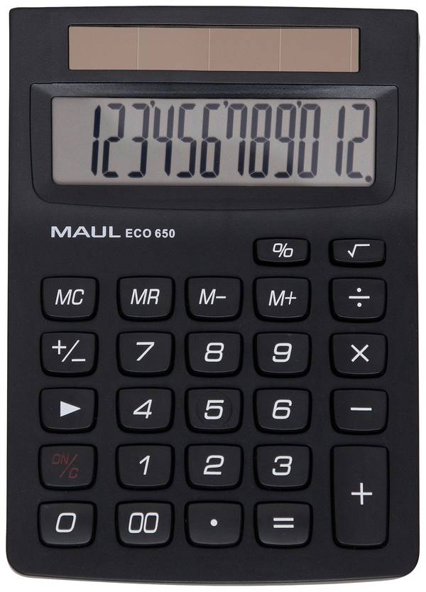Maul ECO 650  Taschenrechner Schwarz Display (Stellen): 12 solarbetrieben (B x H x T) 104 x 146 x 33 mm