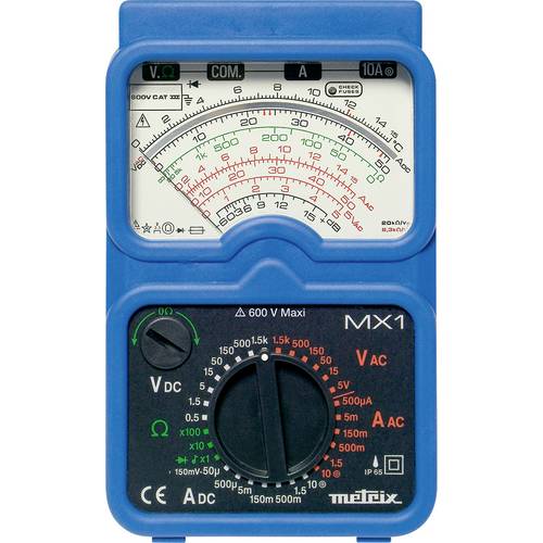 Metrix Hand-Multimeter kalibriert (ISO) analog Spritzwassergeschützt (IP54), Strahlwassergeschützt (IP65) CAT III 600 V