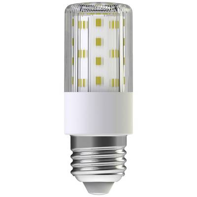 Eine LED-Glühbirne mit transparentem Gehäuse, sichtbar leuchtende Dioden. Ideal für energiesparende Beleuchtung.