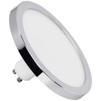 LED-Deckenlicht in runder Form mit silbernem Rand und weißer Lichtfläche.