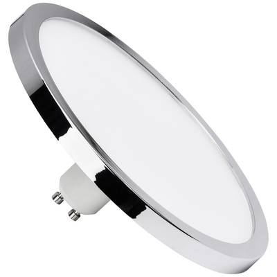 LED-Deckenleuchte mit rundem, flachem Design und silbernem Rand, geeignet zur Montage in modernen Wohn- oder Arbeitsräumen.