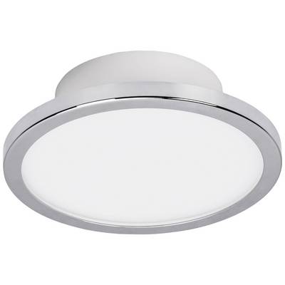 Runde LED-Deckenleuchte mit silbernem Rand, passend für moderne Innenräume. Energiesparend und schlichtes Design.