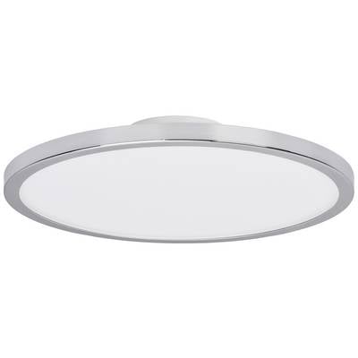 Runde LED-Deckenleuchte mit silbernem Rand und weiße Lichtabdeckung, im modernen Design. Ideal für Wohn- oder Büroräume.